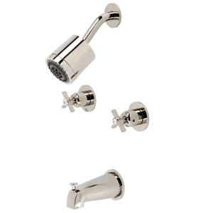 Millennium KBX8146ZX Two-Handle 4-Hole Wall Mount Tub and Shower Faucet, Polished Nickel