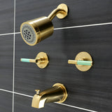 Kaiser KBX8147CKL Two-Handle 4-Hole Wall Mount Tub and Shower Faucet, Brushed Brass