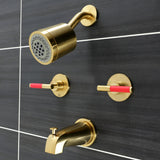 Kaiser KBX8147CKL Two-Handle 4-Hole Wall Mount Tub and Shower Faucet, Brushed Brass