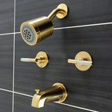 Kaiser KBX8147CKL Two-Handle 4-Hole Wall Mount Tub and Shower Faucet, Brushed Brass