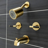 Kaiser KBX8147CKL Two-Handle 4-Hole Wall Mount Tub and Shower Faucet, Brushed Brass