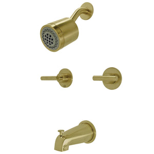 Manhattan KBX8147CML Two-Handle 4-Hole Wall Mount Tub and Shower Faucet, Brushed Brass