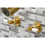 Paris KBX8147DPL Two-Handle 4-Hole Wall Mount Tub and Shower Faucet, Brushed Brass