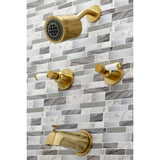 Paris KBX8147DPL Two-Handle 4-Hole Wall Mount Tub and Shower Faucet, Brushed Brass