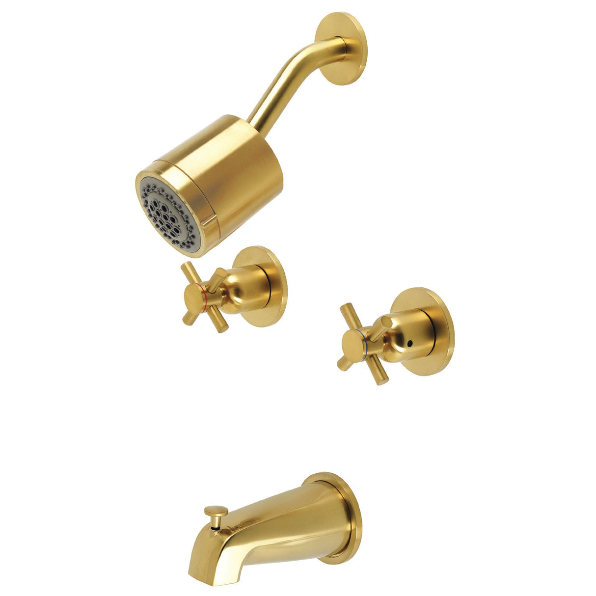 Concord KBX8147DX Two-Handle 4-Hole Wall Mount Tub and Shower Faucet, Brushed Brass