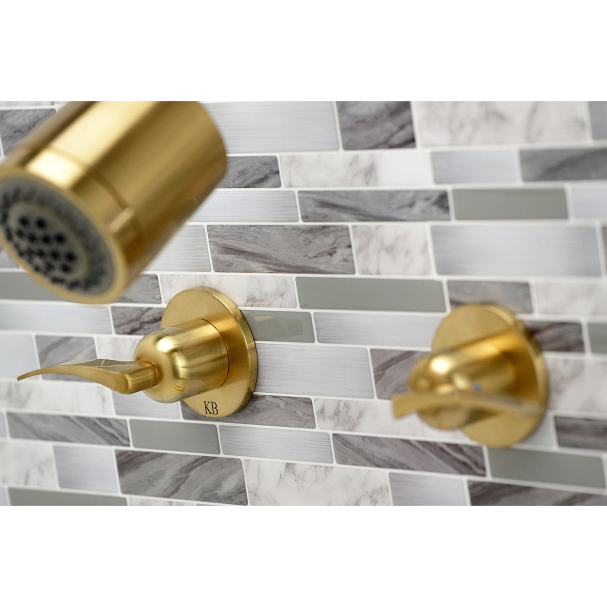 Centurion KBX8147EFL Two-Handle 4-Hole Wall Mount Tub and Shower Faucet, Brushed Brass