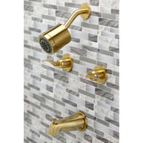 Centurion KBX8147EFL Two-Handle 4-Hole Wall Mount Tub and Shower Faucet, Brushed Brass