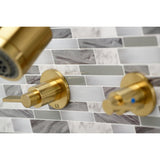 NuvoFusion KBX8147NDL Two-Handle 4-Hole Wall Mount Tub and Shower Faucet, Brushed Brass