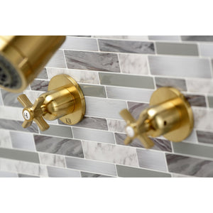 Millennium KBX8147ZX Two-Handle 4-Hole Wall Mount Tub and Shower Faucet, Brushed Brass
