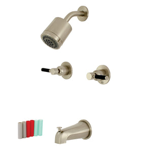 Kaiser KBX8148DKL Two-Handle 4-Hole Wall Mount Tub and Shower Faucet, Brushed Nickel
