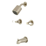 Paris KBX8148DPL Two-Handle 4-Hole Wall Mount Tub and Shower Faucet, Brushed Nickel