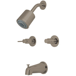 NuvoFusion KBX8148NDL Two-Handle 4-Hole Wall Mount Tub and Shower Faucet, Brushed Nickel