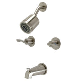 Serena KBX8148SVL Two-Handle 4-Hole Wall Mount Tub and Shower Faucet, Brushed Nickel