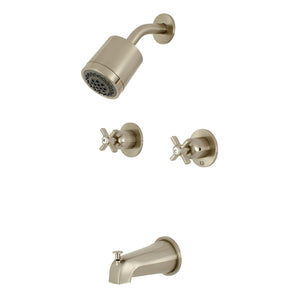 Millennium KBX8148ZX Two-Handle 4-Hole Wall Mount Tub and Shower Faucet, Brushed Nickel
