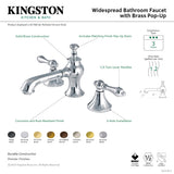 Vintage KC7060AL Two-Handle 3-Hole Deck Mount Widespread Bathroom Faucet with Brass Pop-Up, Matte Black