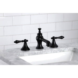 Vintage KC7060AL Two-Handle 3-Hole Deck Mount Widespread Bathroom Faucet with Brass Pop-Up, Matte Black