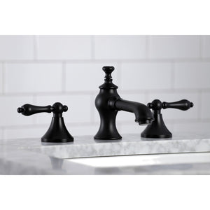 Vintage KC7060AL Two-Handle 3-Hole Deck Mount Widespread Bathroom Faucet with Brass Pop-Up, Matte Black