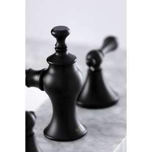 Vintage KC7060AL Two-Handle 3-Hole Deck Mount Widespread Bathroom Faucet with Brass Pop-Up, Matte Black
