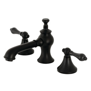 Vintage KC7060AL Two-Handle 3-Hole Deck Mount Widespread Bathroom Faucet with Brass Pop-Up, Matte Black