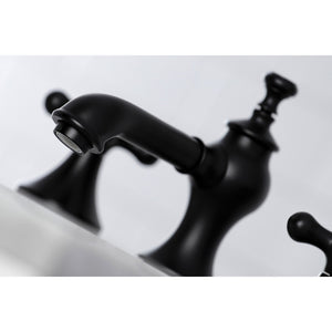 Vintage KC7060AX Two-Handle 3-Hole Deck Mount Widespread Bathroom Faucet with Brass Pop-Up, Matte Black
