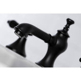 Heirloom KC7060BAL Two-Handle 3-Hole Deck Mount Widespread Bathroom Faucet with Brass Pop-Up, Matte Black