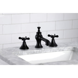 Essex KC7060BEX Two-Handle 3-Hole Deck Mount Widespread Bathroom Faucet with Brass Pop-Up, Matte Black