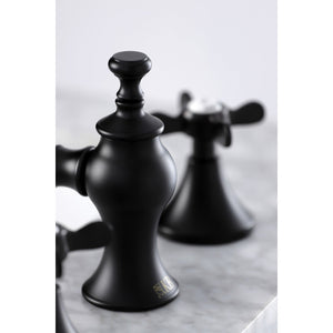 Essex KC7060BEX Two-Handle 3-Hole Deck Mount Widespread Bathroom Faucet with Brass Pop-Up, Matte Black