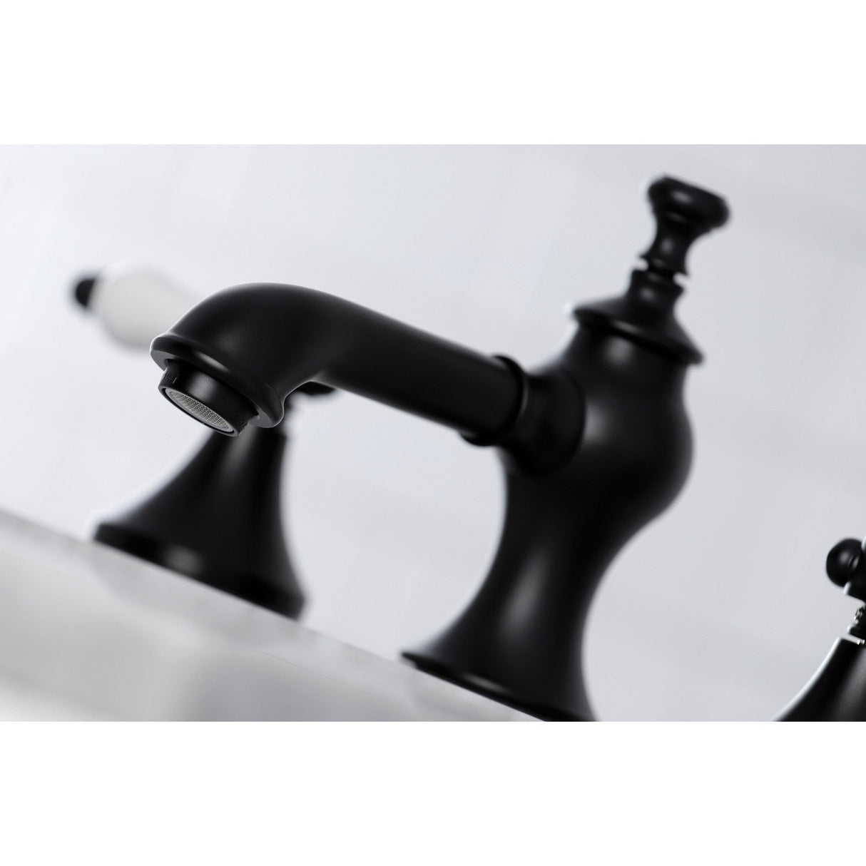 Bel-Air KC7060BPL Two-Handle 3-Hole Deck Mount Widespread Bathroom Faucet with Brass Pop-Up, Matte Black