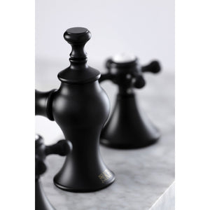 English Country KC7060BX Two-Handle 3-Hole Deck Mount Widespread Bathroom Faucet with Brass Pop-Up, Matte Black
