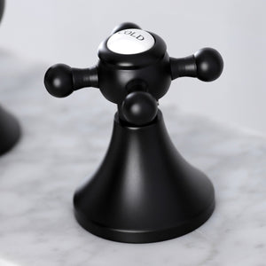 English Country KC7060BX Two-Handle 3-Hole Deck Mount Widespread Bathroom Faucet with Brass Pop-Up, Matte Black