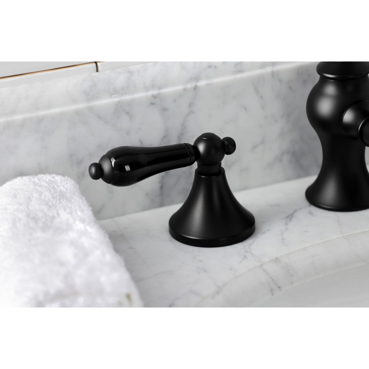 Duchess KC7060PKL Two-Handle 3-Hole Deck Mount Widespread Bathroom Faucet with Brass Pop-Up, Matte Black