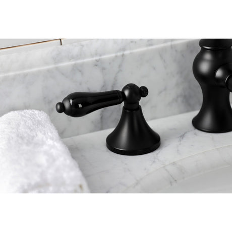 Duchess KC7060PKL Two-Handle 3-Hole Deck Mount Widespread Bathroom Faucet with Brass Pop-Up, Matte Black