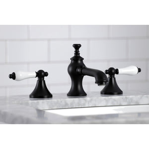 Vintage KC7060PL Two-Handle 3-Hole Deck Mount Widespread Bathroom Faucet with Brass Pop-Up, Matte Black