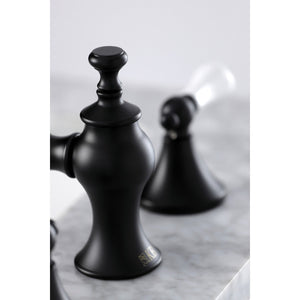 Vintage KC7060PL Two-Handle 3-Hole Deck Mount Widespread Bathroom Faucet with Brass Pop-Up, Matte Black