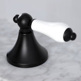 Vintage KC7060PL Two-Handle 3-Hole Deck Mount Widespread Bathroom Faucet with Brass Pop-Up, Matte Black