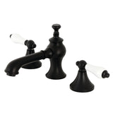 Vintage KC7060PL Two-Handle 3-Hole Deck Mount Widespread Bathroom Faucet with Brass Pop-Up, Matte Black