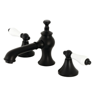 Vintage KC7060PL Two-Handle 3-Hole Deck Mount Widespread Bathroom Faucet with Brass Pop-Up, Matte Black
