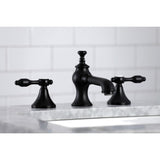 Tudor KC7060TAL Two-Handle 3-Hole Deck Mount Widespread Bathroom Faucet with Brass Pop-Up, Matte Black
