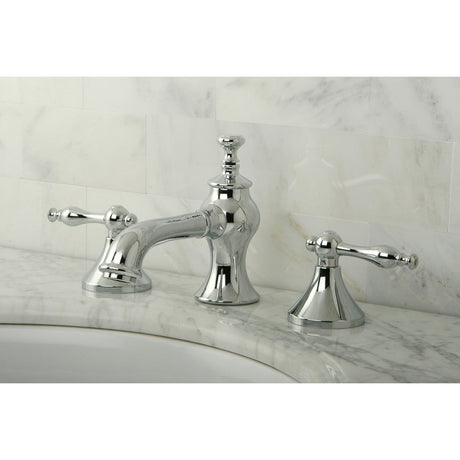 Naples KC7061NL Two-Handle 3-Hole Deck Mount Widespread Bathroom Faucet with Brass Pop-Up, Polished Chrome