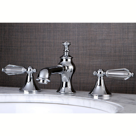 Wilshire KC7061WLL Two-Handle 3-Hole Deck Mount Widespread Bathroom Faucet with Brass Pop-Up, Polished Chrome