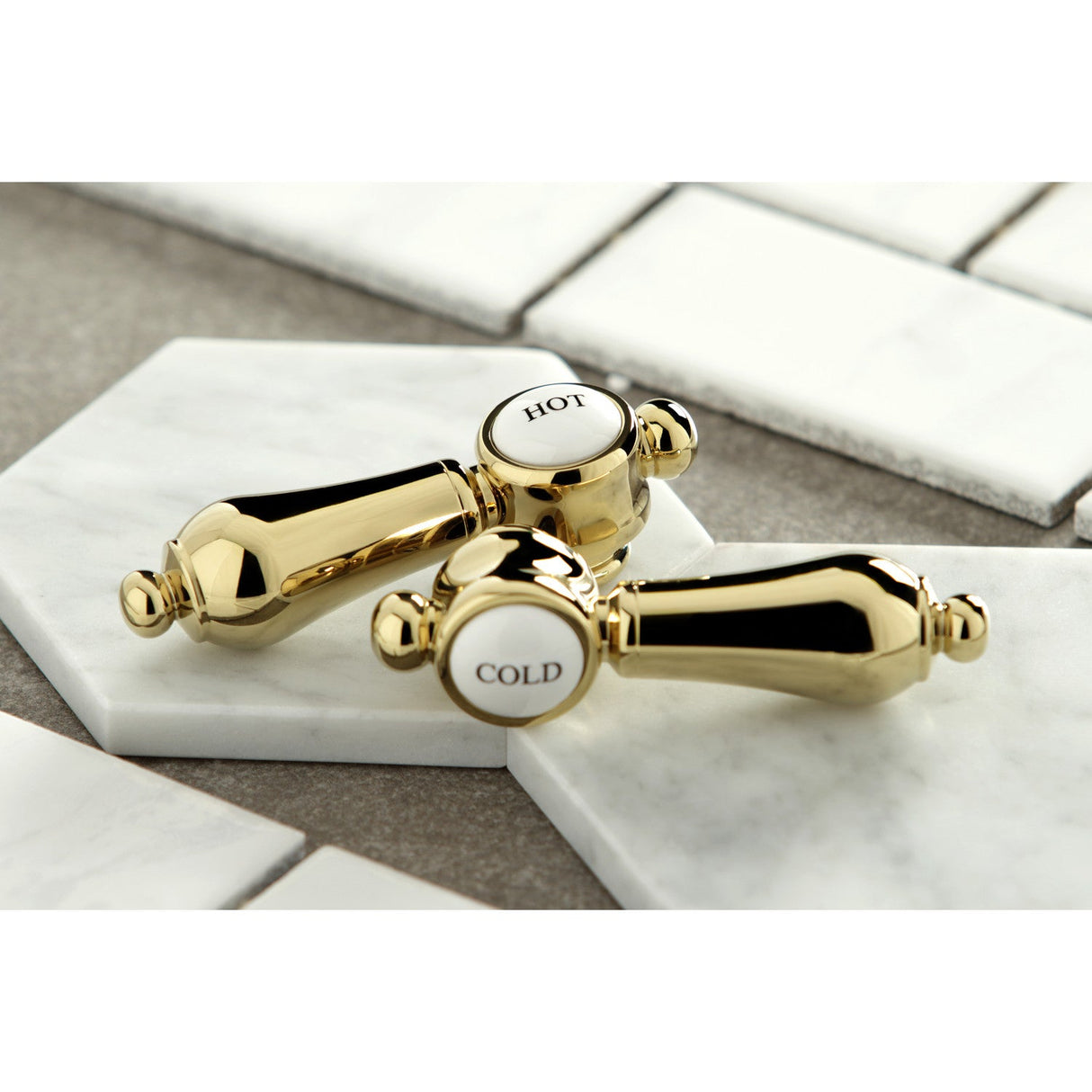 Heirloom KC7062BAL Two-Handle 3-Hole Deck Mount Widespread Bathroom Faucet with Brass Pop-Up, Polished Brass