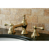 English Country KC7062BL Two-Handle 3-Hole Deck Mount Widespread Bathroom Faucet with Brass Pop-Up, Polished Brass