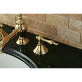Naples KC7062NL Two-Handle 3-Hole Deck Mount Widespread Bathroom Faucet with Brass Pop-Up, Polished Brass