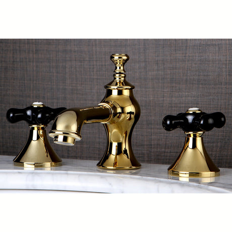 Duchess KC7062PKX Two-Handle 3-Hole Deck Mount Widespread Bathroom Faucet with Brass Pop-Up, Polished Brass