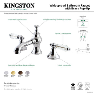 Wilshire KC7062WLL Two-Handle 3-Hole Deck Mount Widespread Bathroom Faucet with Brass Pop-Up, Polished Brass