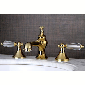 Wilshire KC7062WLL Two-Handle 3-Hole Deck Mount Widespread Bathroom Faucet with Brass Pop-Up, Polished Brass
