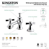 Millennium KC7062ZX Two-Handle 3-Hole Deck Mount Widespread Bathroom Faucet with Brass Pop-Up, Polished Brass