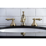 Vintage KC7063AL Two-Handle 3-Hole Deck Mount Widespread Bathroom Faucet with Brass Pop-Up, Antique Brass