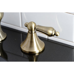 Vintage KC7063AL Two-Handle 3-Hole Deck Mount Widespread Bathroom Faucet with Brass Pop-Up, Antique Brass