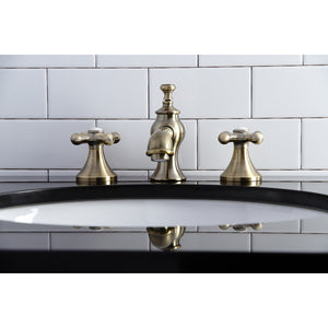 Vintage KC7063AX Two-Handle 3-Hole Deck Mount Widespread Bathroom Faucet with Brass Pop-Up, Antique Brass